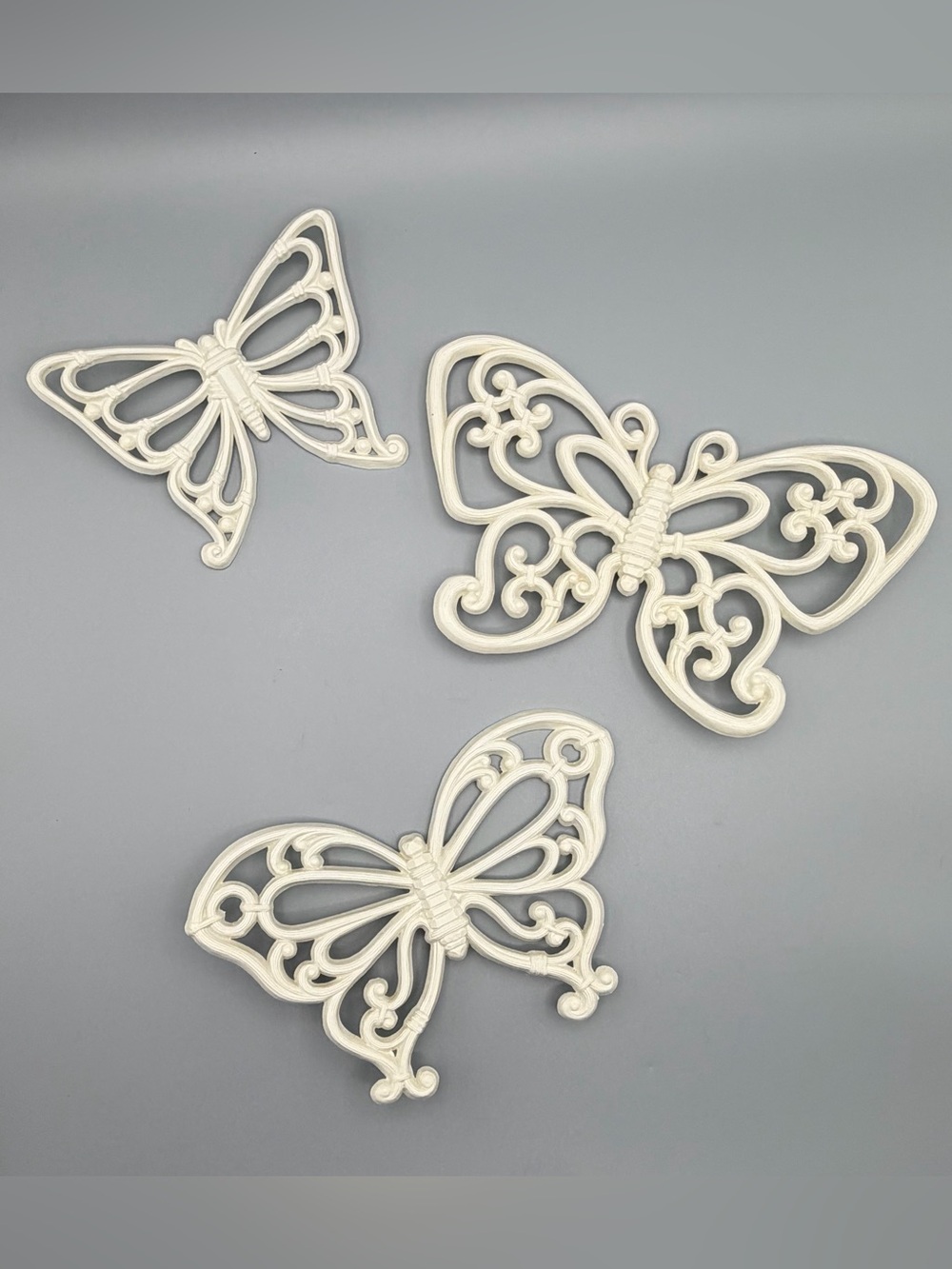 Vintage Set of 3 Mid Century Syroco Butterfly Wall Accents Decor HOMCO